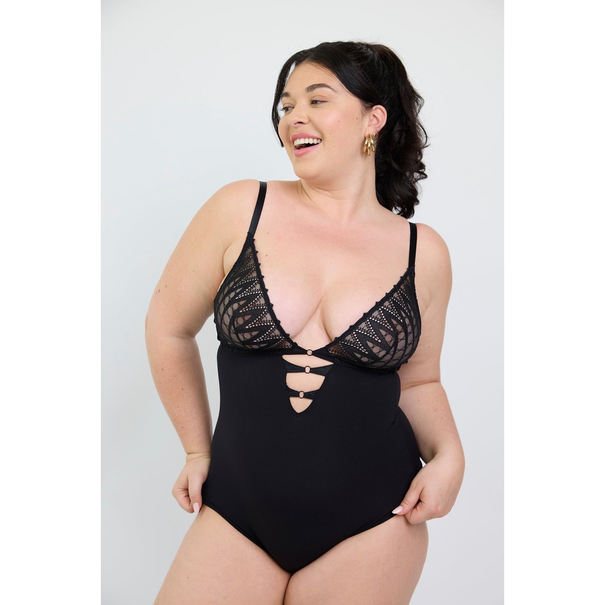 Body sans armatures en broderie DREAMCATCHER noir, MAISON LEJABY