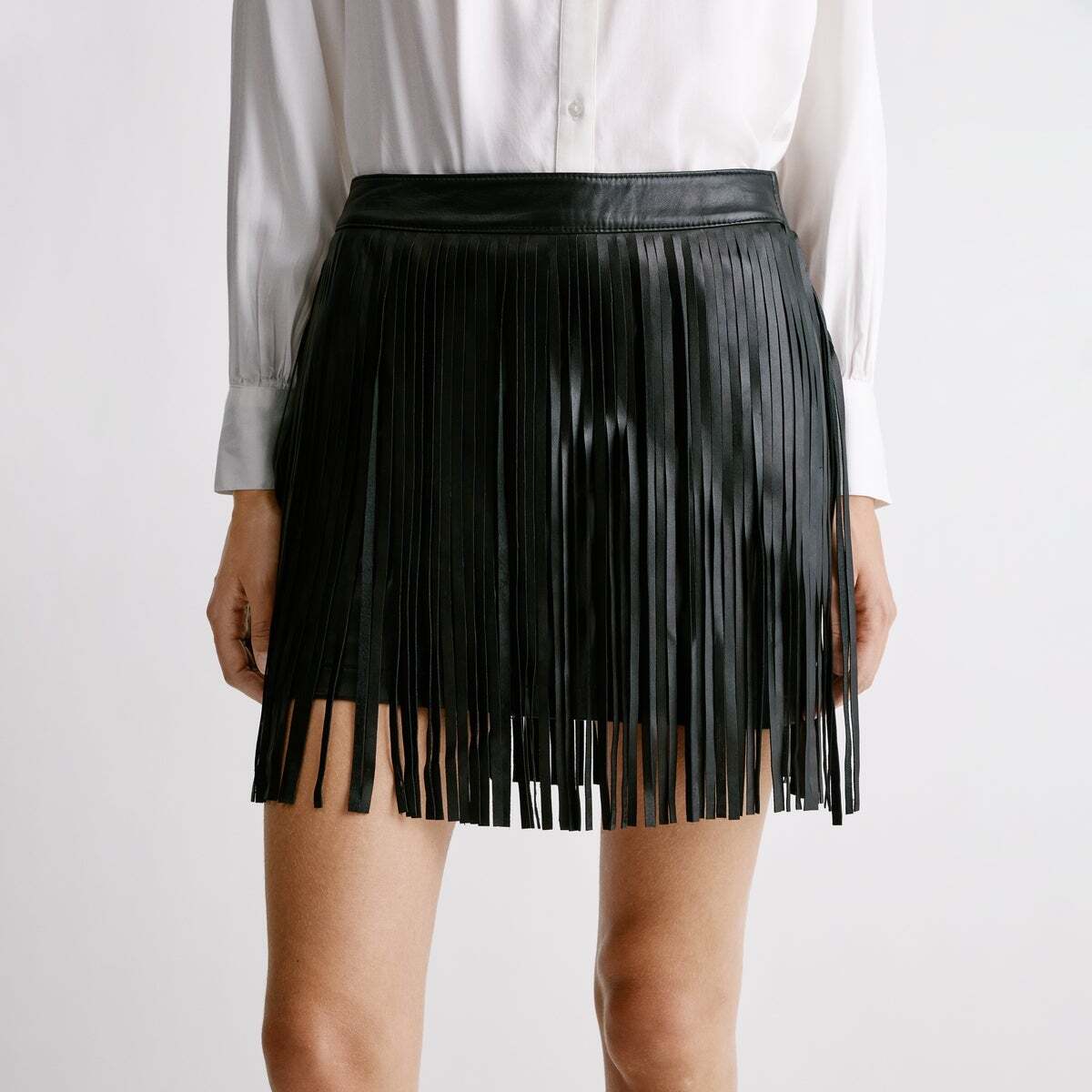 Jupe Courte En Cuir noir, PEPE JEANS