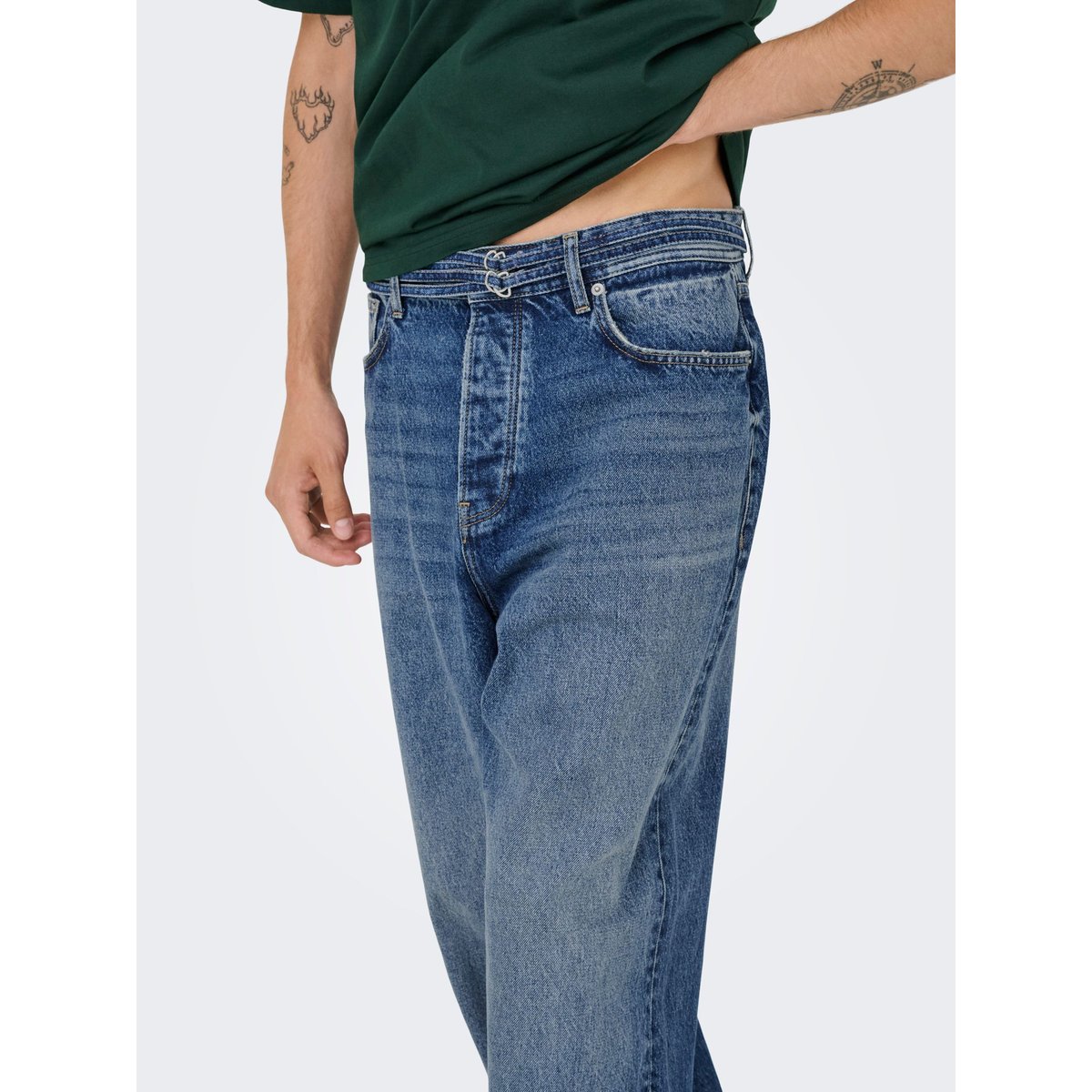Jean À Coupe Ample medium blue denim, ONLY & SONS