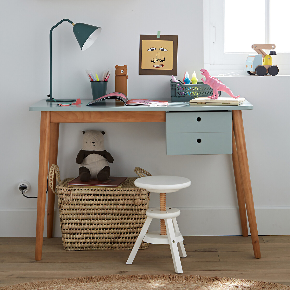Bureau enfant 1 tiroir Jimi blanc, LA REDOUTE INTERIEURS
