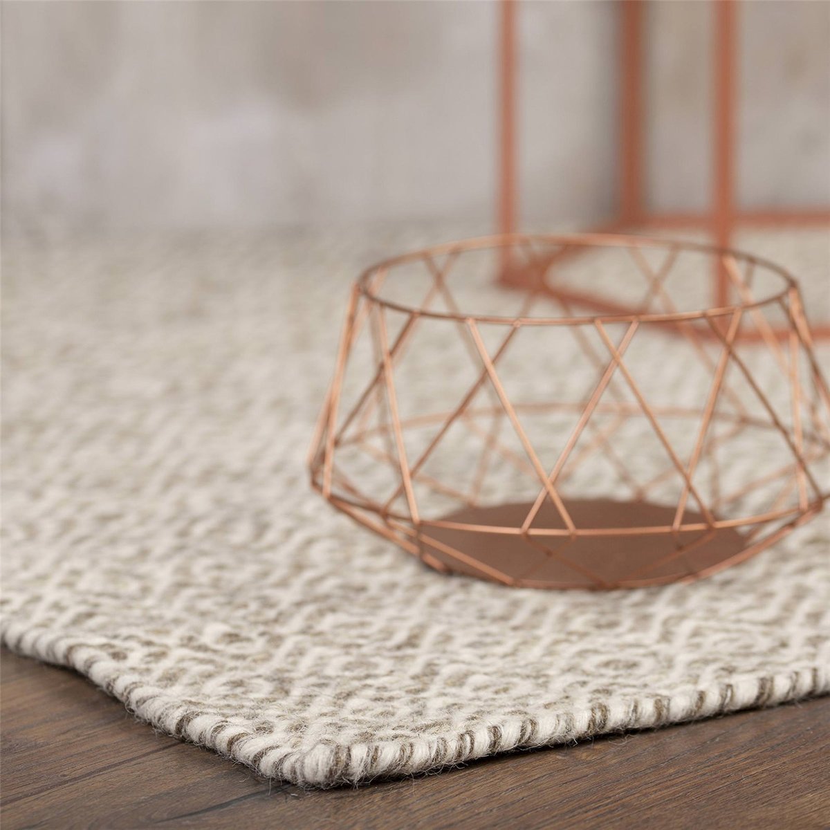 Tapis rectangulaire en laine tissé main taupe beige chiné à motif gris, ARTE ESPINA