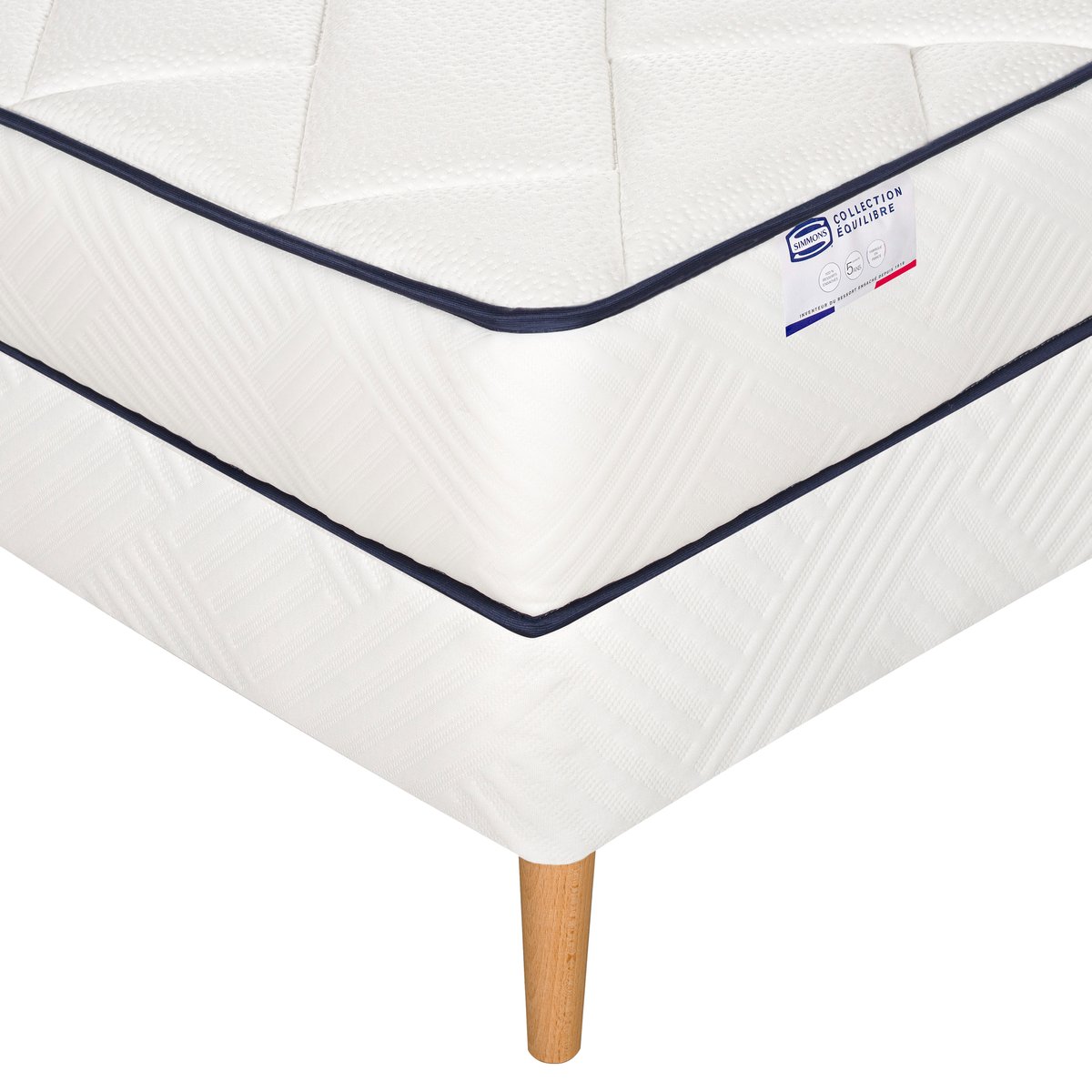 Ensemble L'EVIDENT, matelas ressorts ensachés 140x190, ferme, H23 + sommier blanc, SIMMONS