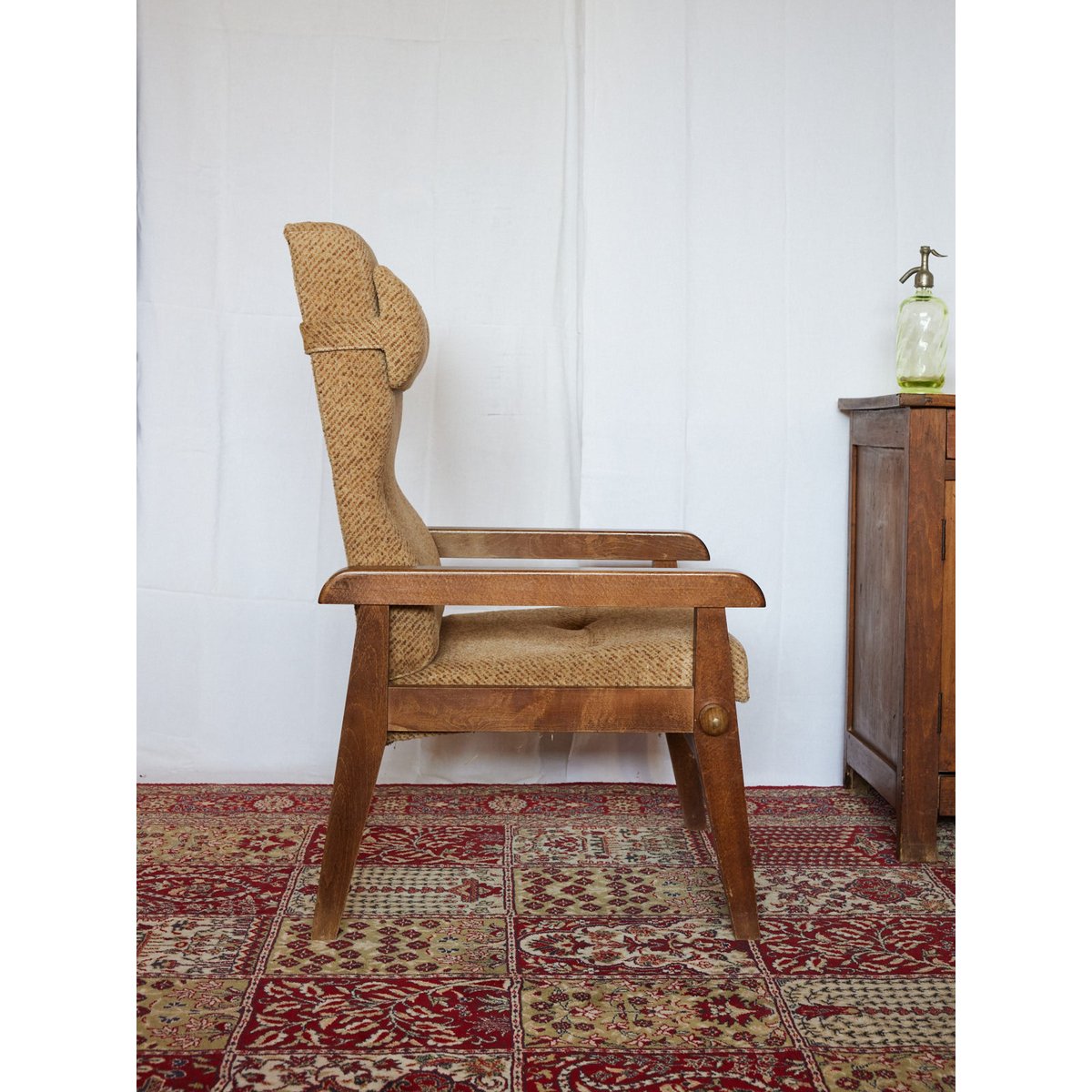 Fauteuil inclinable en bois Ernest N°1102 - Bon état bois foncé, DEBONGOUT