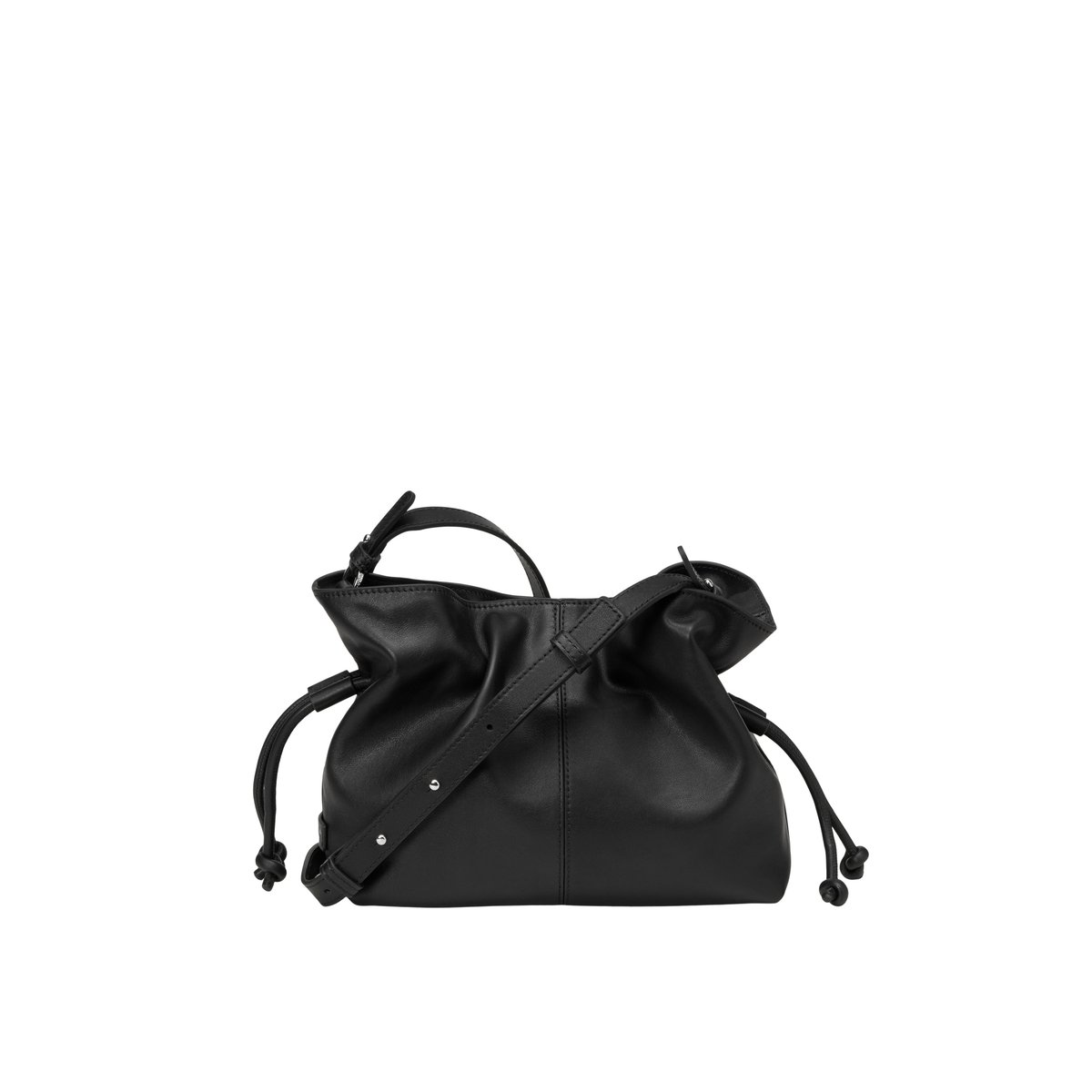 Sac à bandoulière modèle Simona small en cuir de vache souple noir, MARC O'POLO