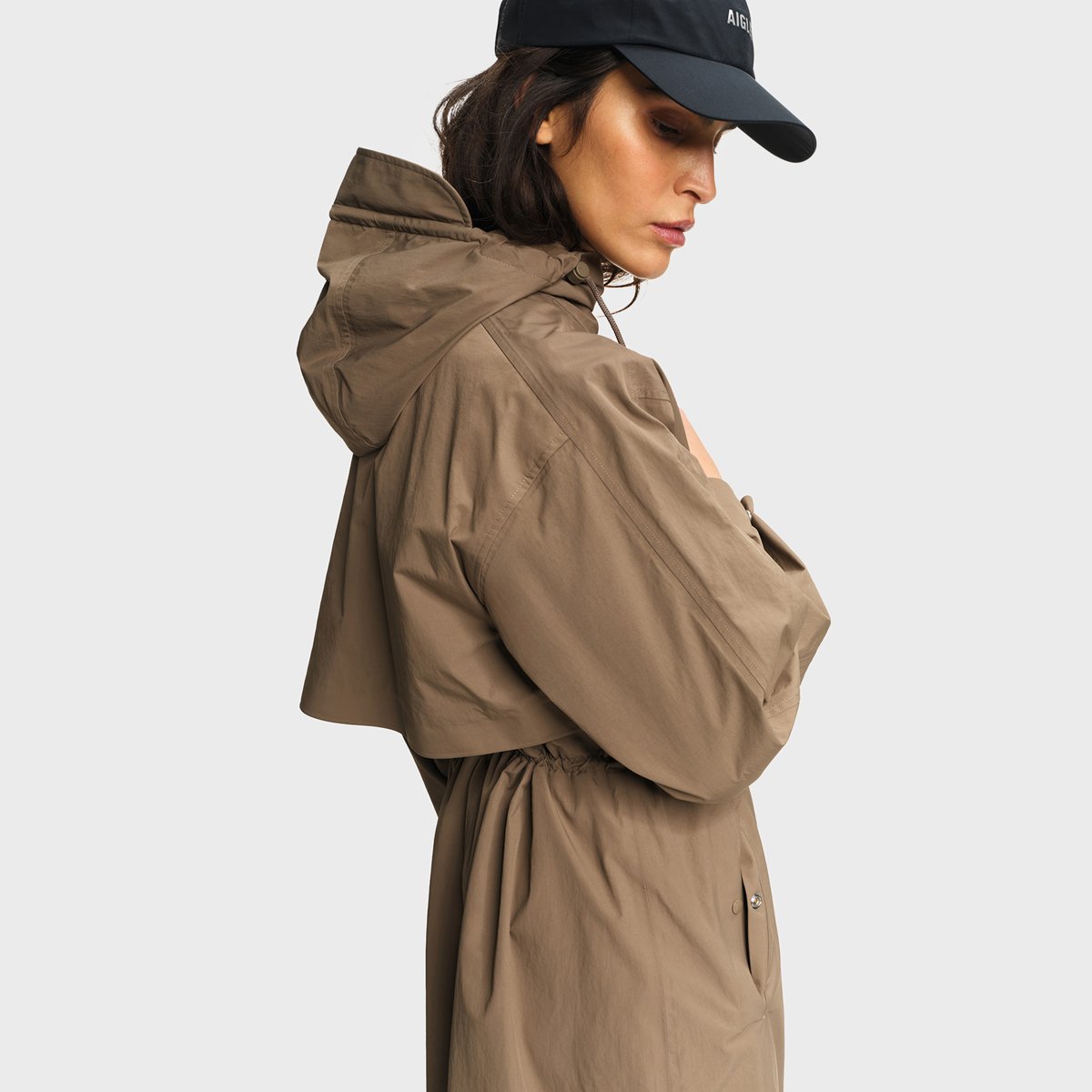 Parka mi-longue à taille ajustable MTD marron clair, AIGLE