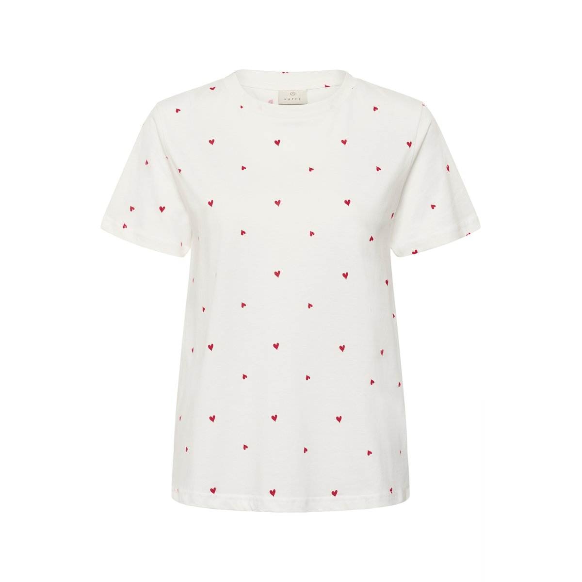 T-shirt à manches courtes blanc chalk w. red hearts, KAFFE