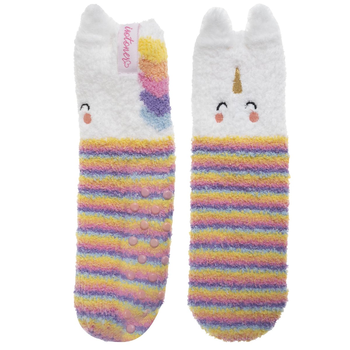 Chaussettes anti-dérapantes licorne muticolor en maille multicolor, ISOTONER