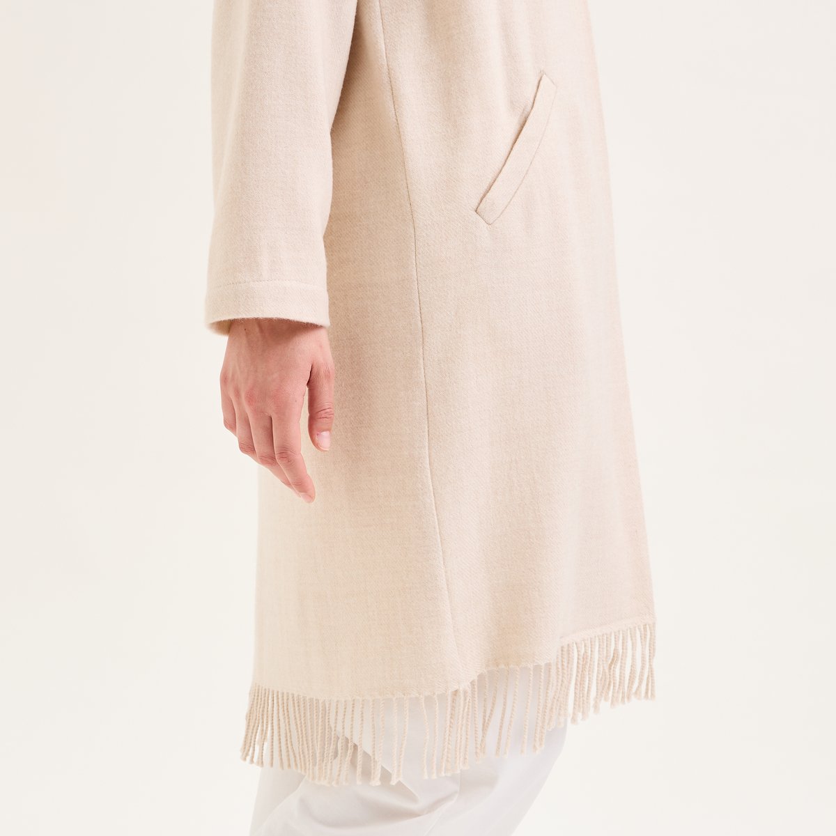 Poncho long en laine LAURENCE crème, LAURENCE TAVERNIER