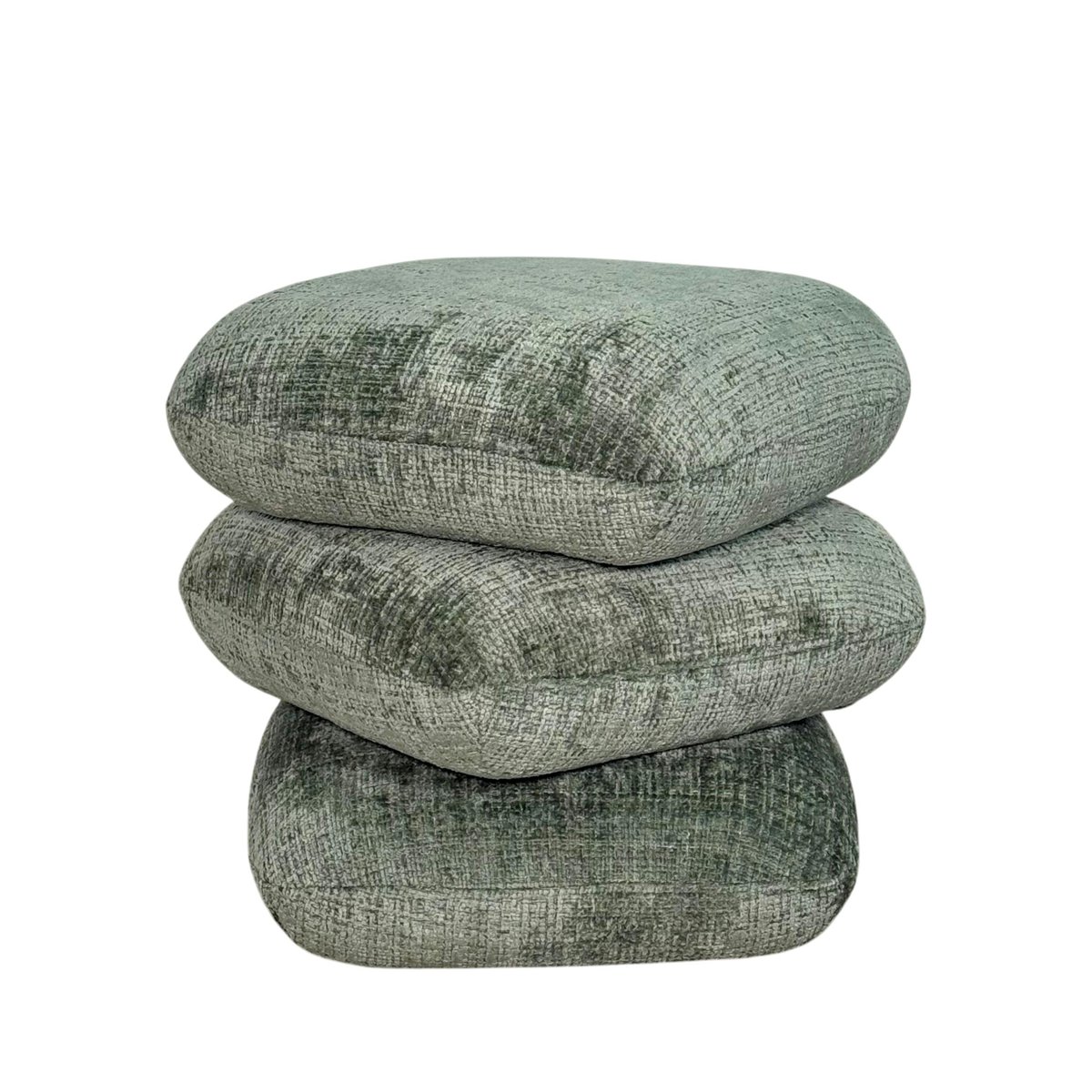 Pouf pivotant en tissu - aspect coussins empilés IENA vert, PIER IMPORT