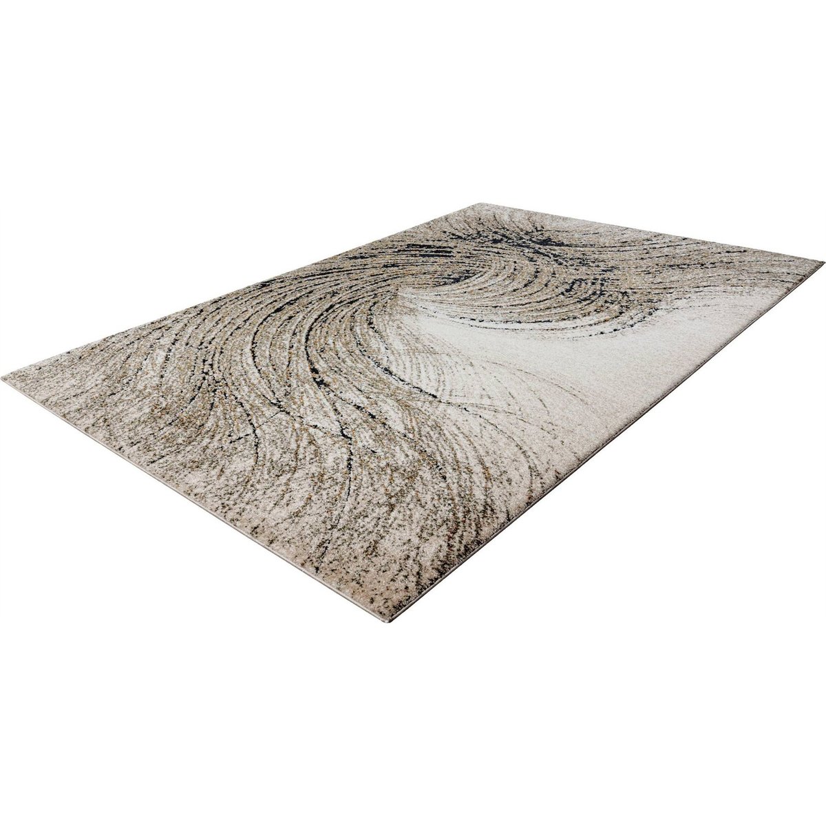 Tapis à poils courts motif abstrait style zen vert sauge et beige sable, ARTE ESPINA