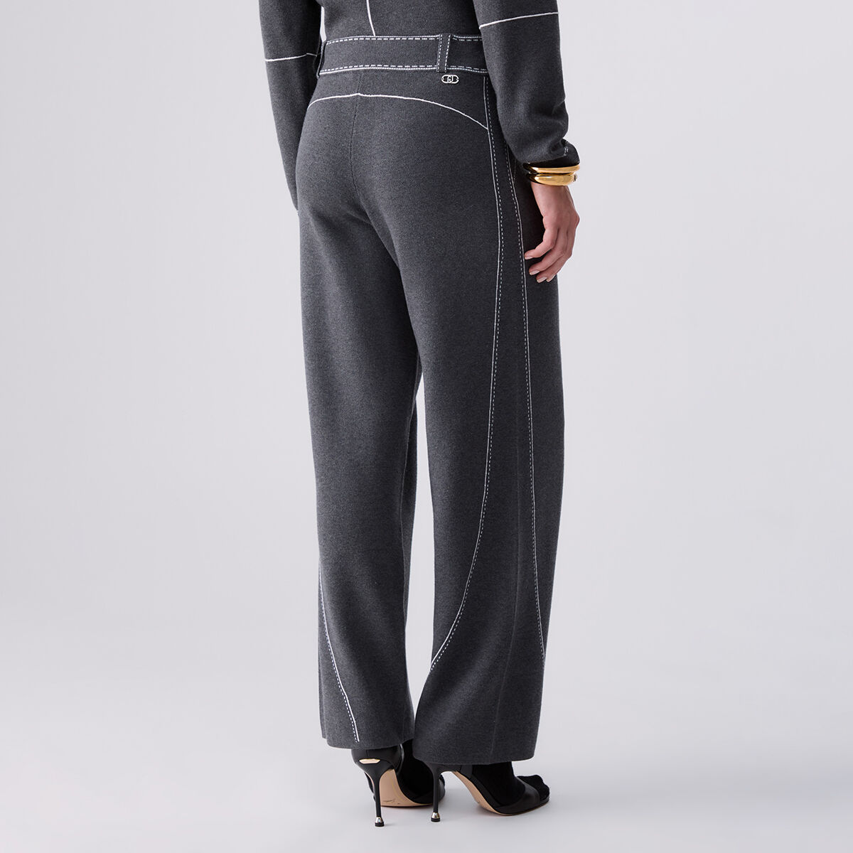 Pantalon avec surpiqûres contrastées gris, LIU JO