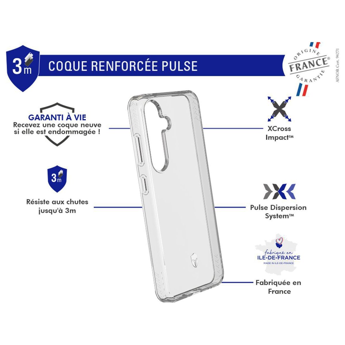 Coque Samsung Galaxy S24 Transparente couleur unique, FORCE CASE