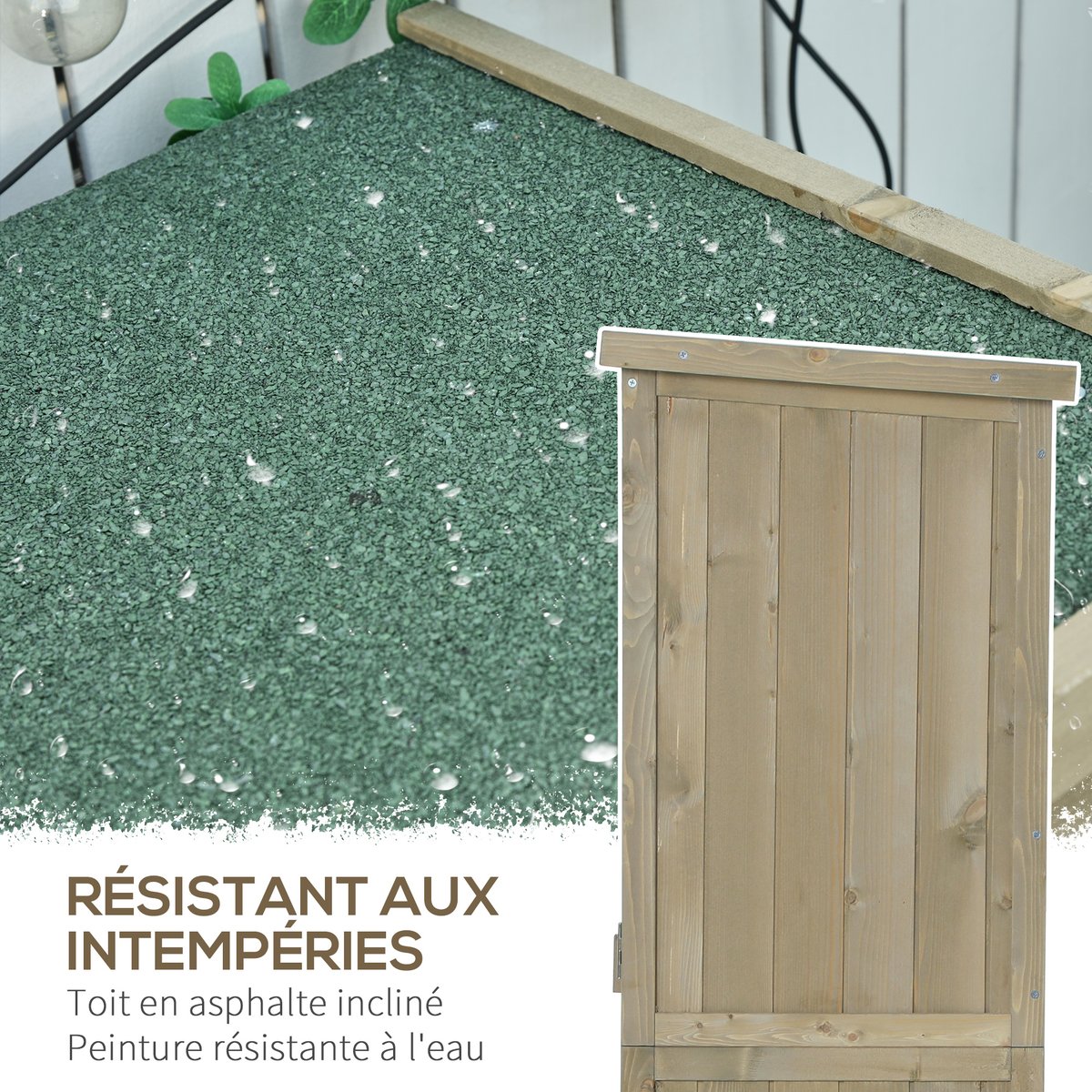 Abri de jardin Bois Sable, Vert vert, OUTSUNNY
