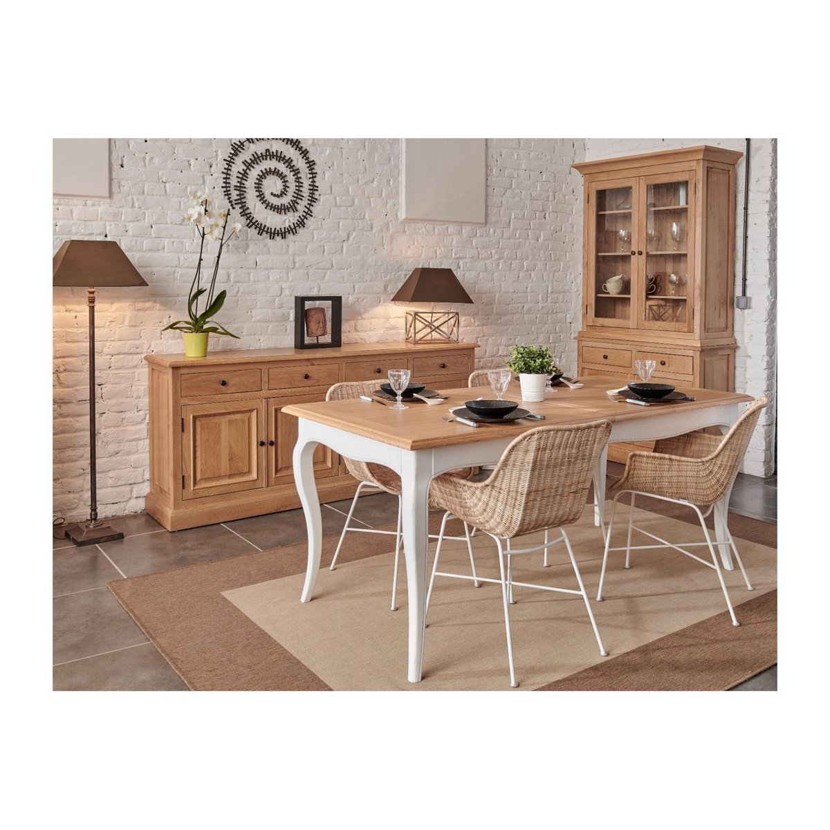 Buffet bas 4 portes 4 tiroirs en chêne massif naturel - VICTORIA bois clair, HELLIN, DEPUIS 1862