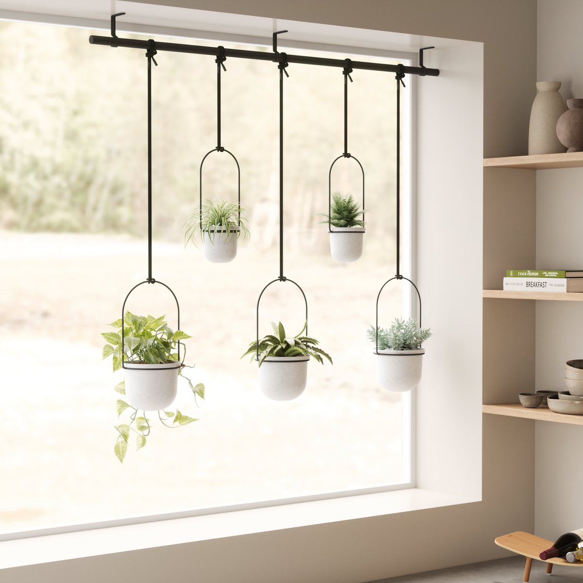 Porte-plantes suspendu TRIFLORA noir, blanc, UMBRA
