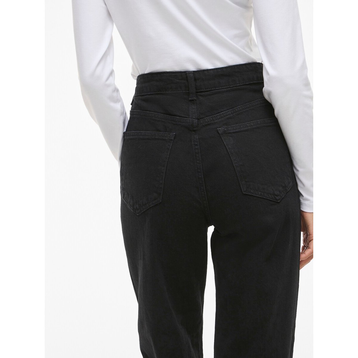 Vaqueros corte regular, recto de talle alto black denim, VILA