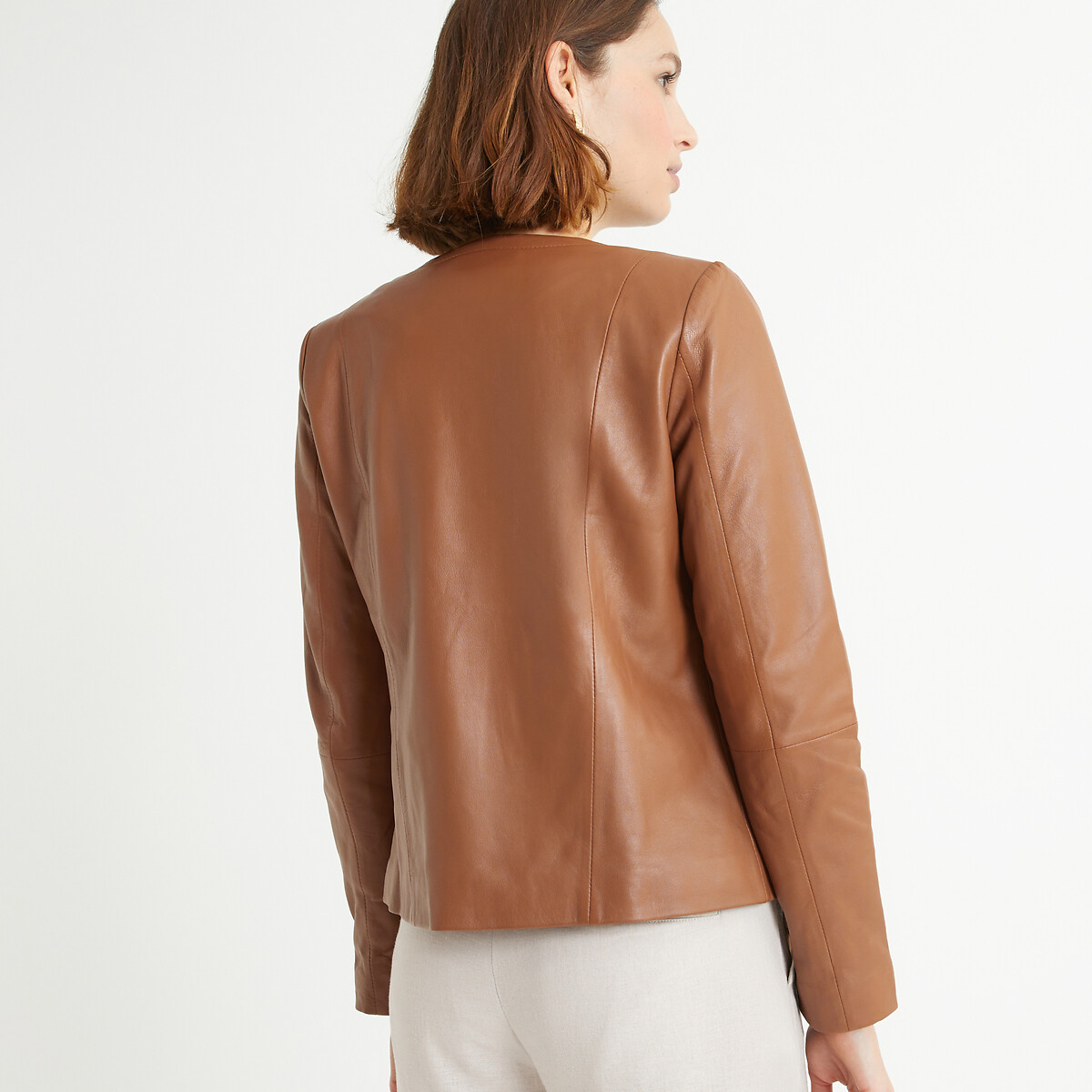 Cazadora corta de piel de cordero camel, ANNE WEYBURN