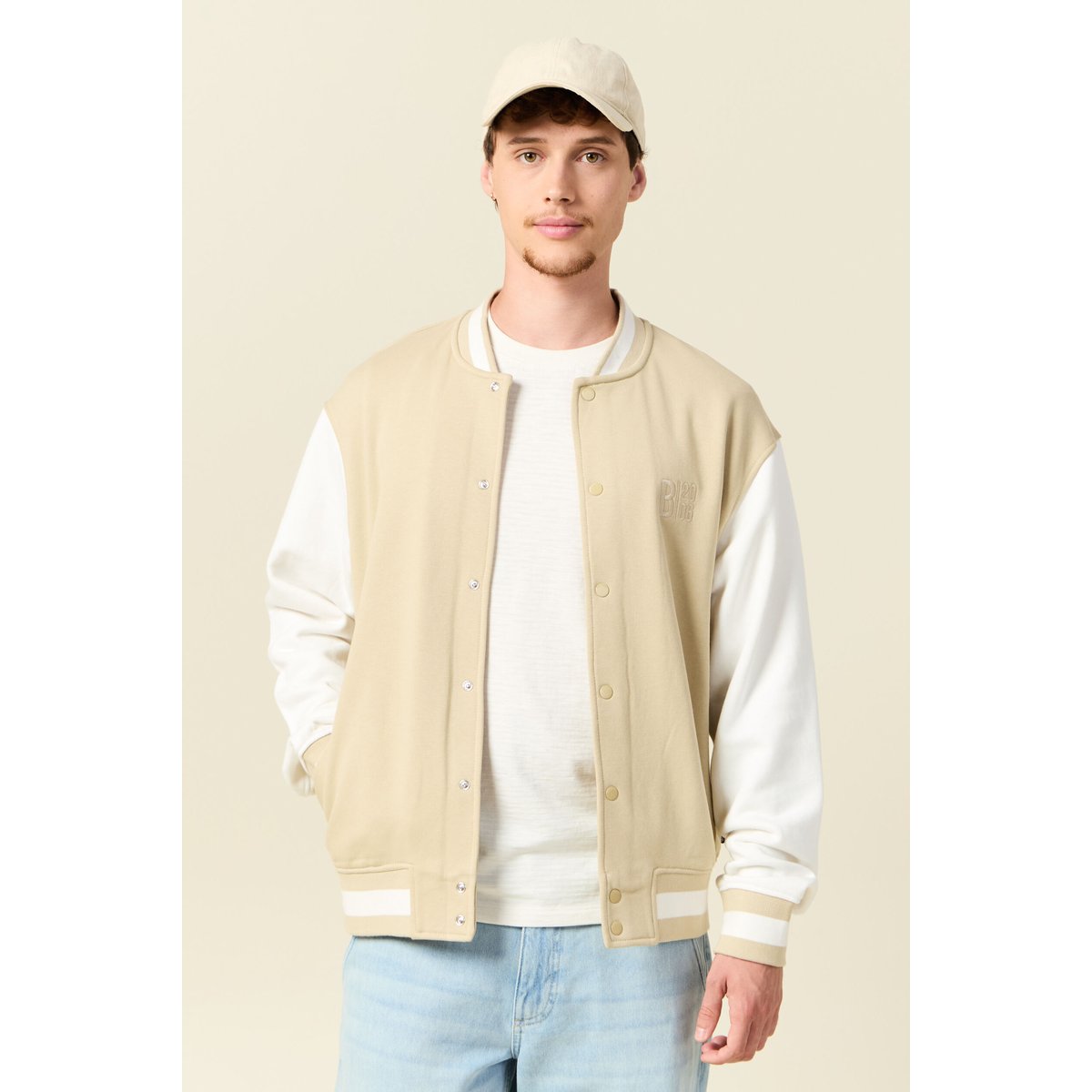Veste sweat manches longues ecru, BONOBO