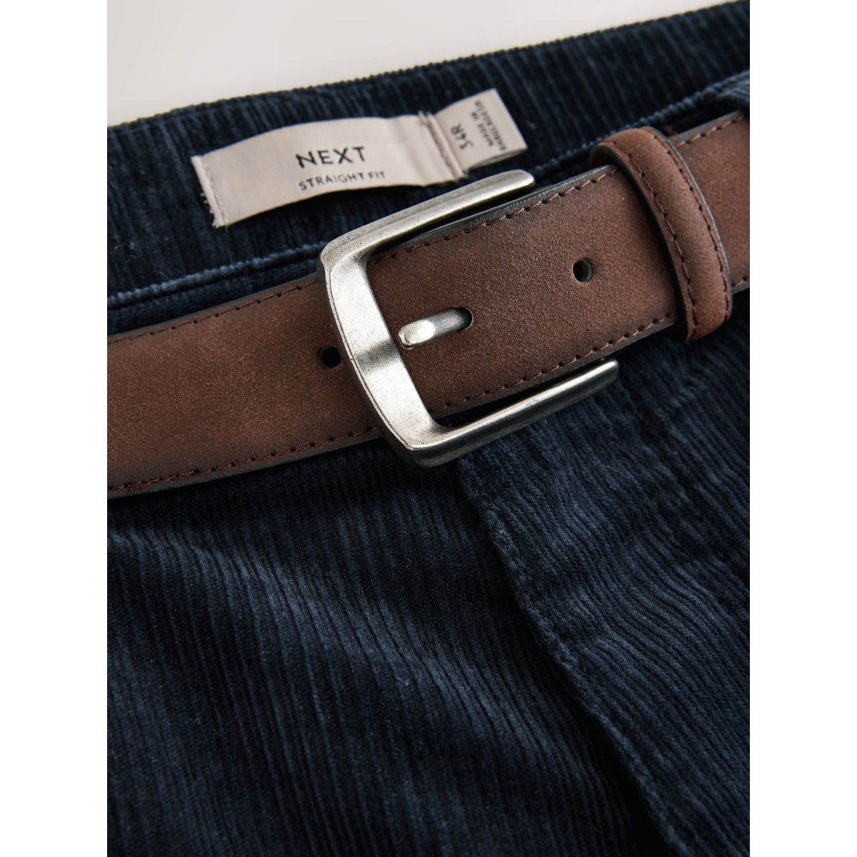 Pantalon en velours côtelé à ceinture bleu marine, NEXT