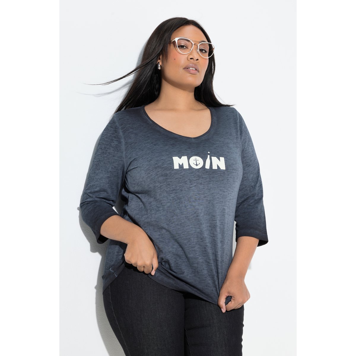 T-shirt avec message noir, ULLA POPKEN