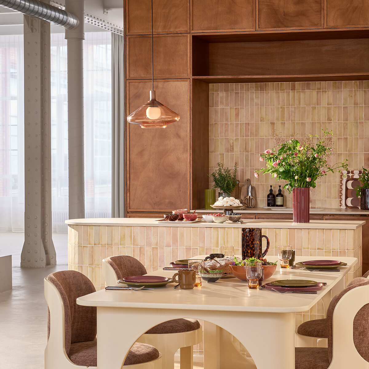 Suspension en verre coloré, diamètre 37,8 cm, SORELLE ambre, LA REDOUTE INTERIEURS