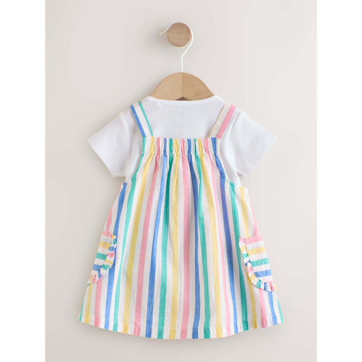 Robe chasuble et body bébé, 2 pièces rayures multicolores, NEXT