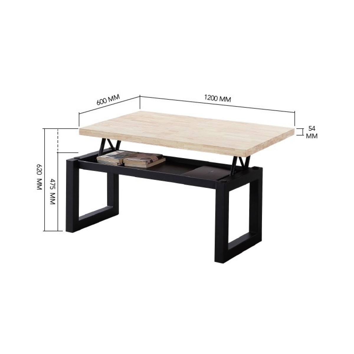 Table basse relevable en bois et acier - MATIKA blanc, MATHI DESIGN
