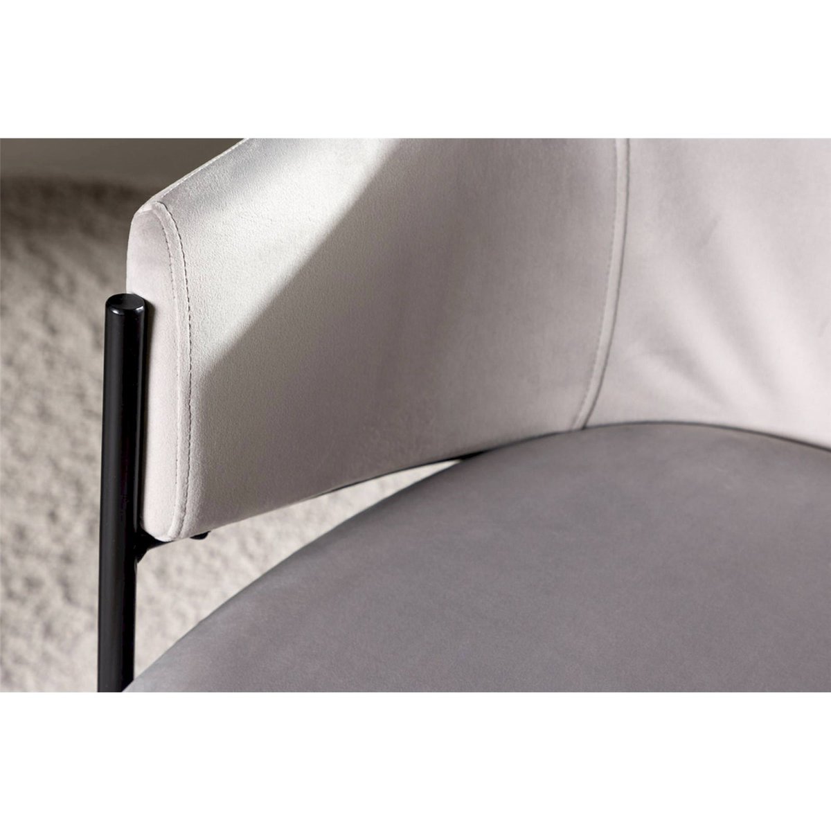 Chaise de salle à manger EVELINA avec accoudoirs gris clair et noir, RECOLLECTION