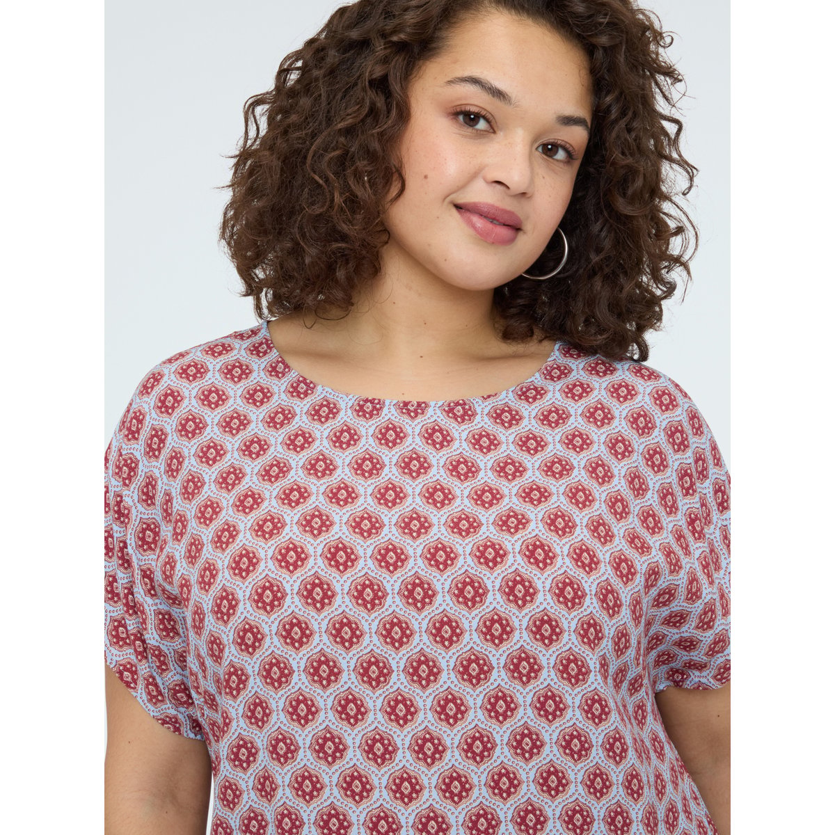 Blouse kimono à imprimé géométrique burgundy, FIORELLA RUBINO