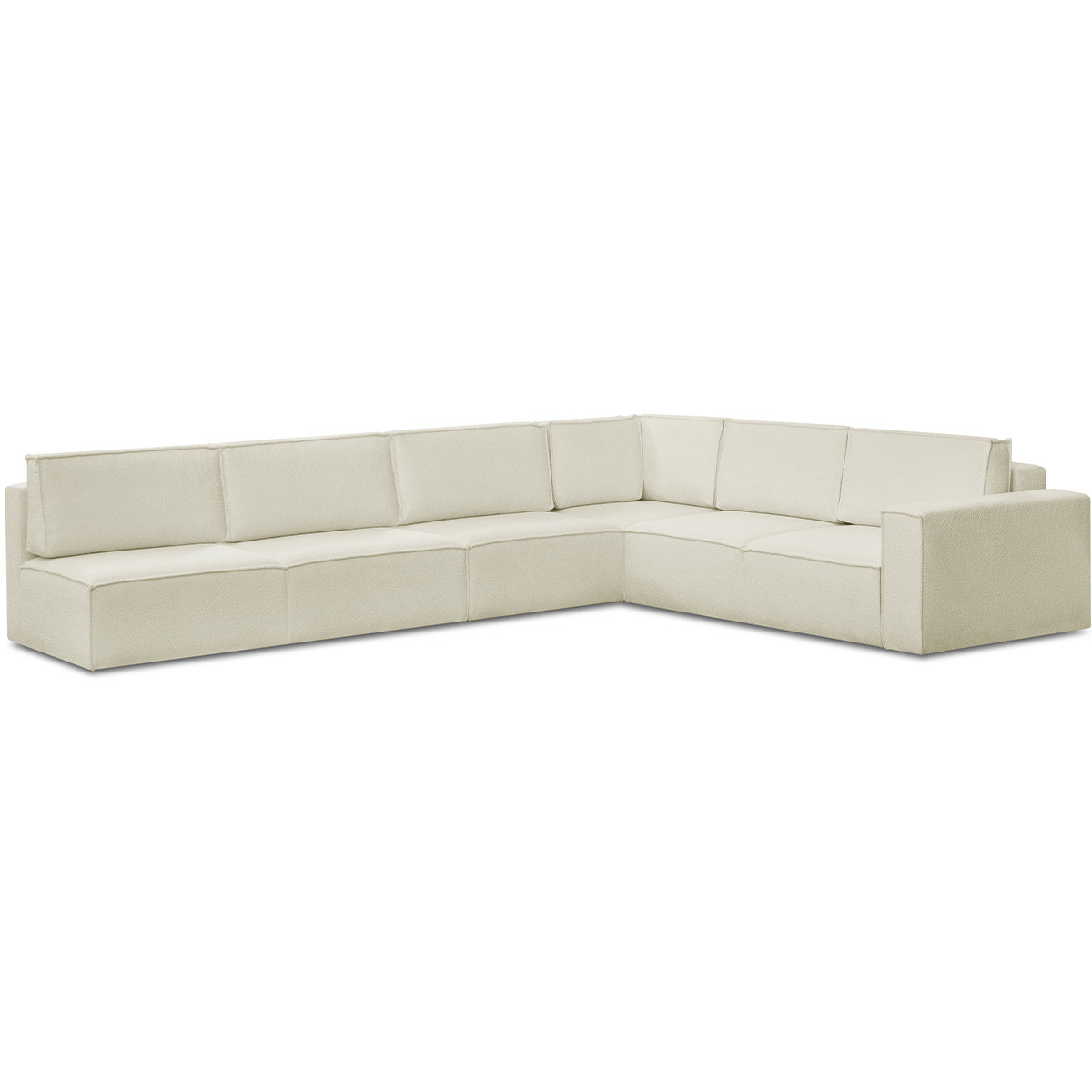 Canapé d'angle gauche convertible 10 places en tissu bouclé - HARPER MOD ecru, HOMIFAB