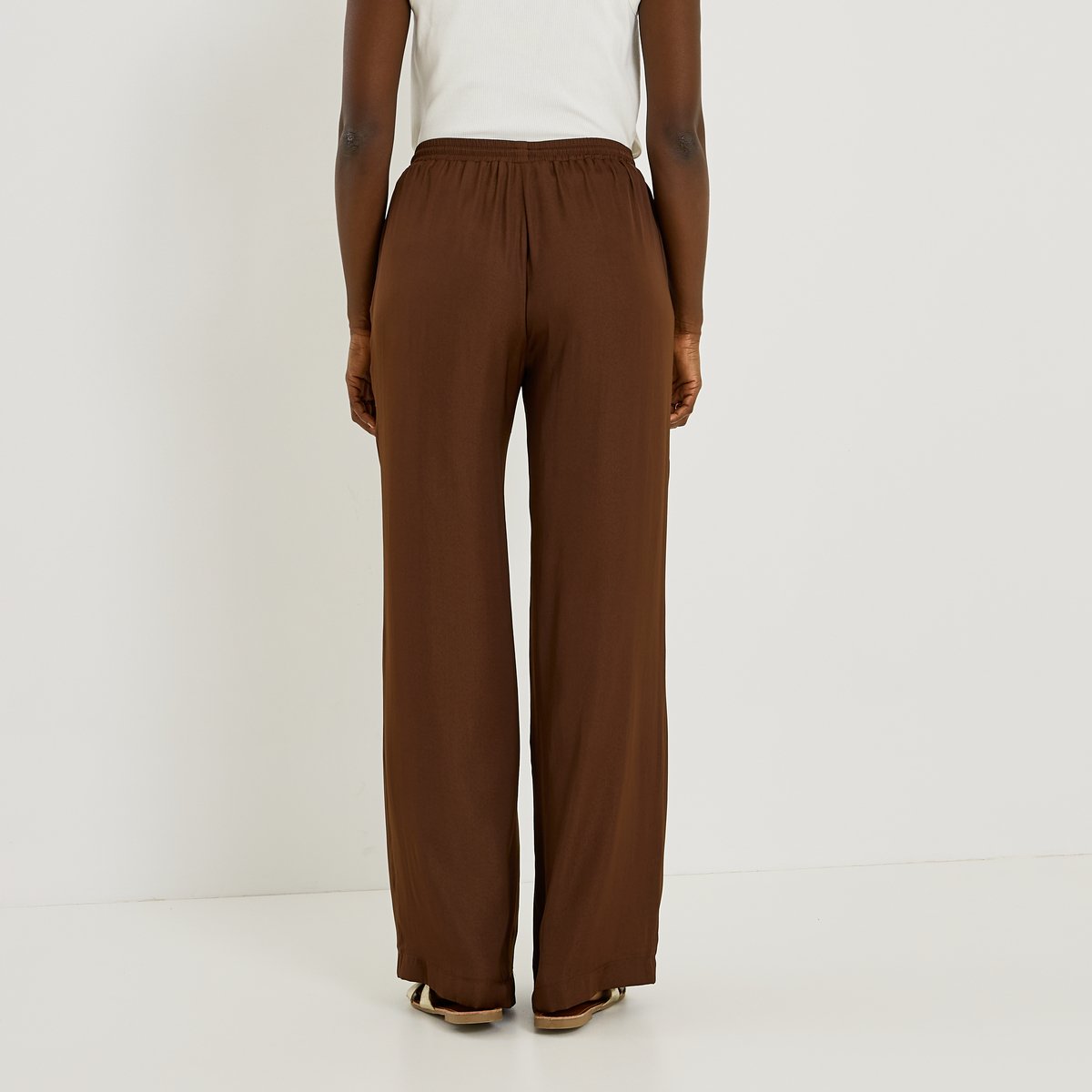 Pantalon fluide taille élastiquée marron, GRAIN DE MALICE