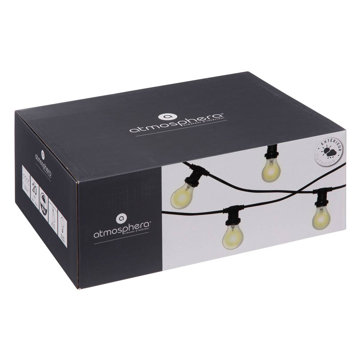 Guirlande LED d'extérieur secteur EMY noir, ATMOSPHERA