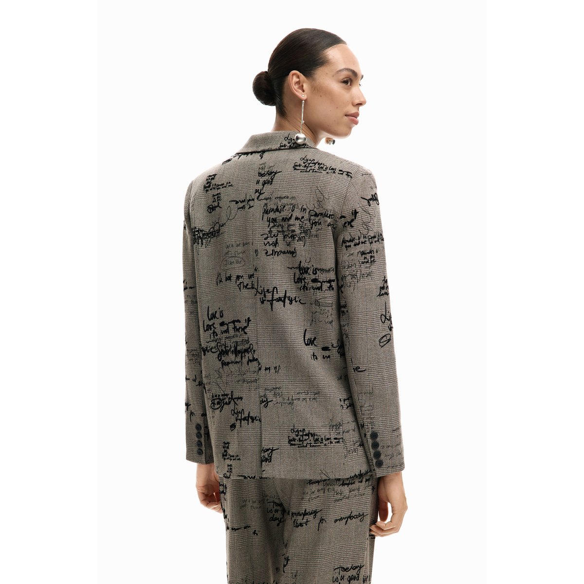 Blazer lettering carreaux gray, DESIGUAL