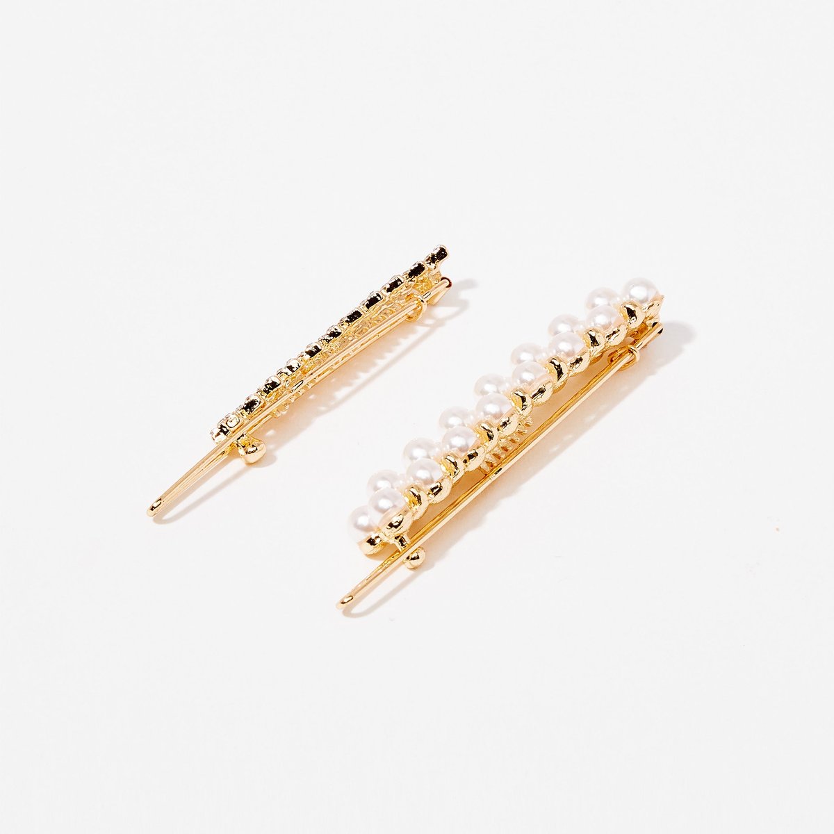 Set de 2 pinces en perles et strass blanc, BALABOOSTE