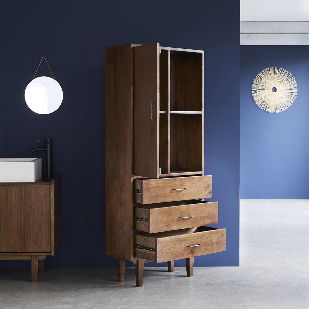 Colonne de salle de bain en bois massif VINTAGE marron, BERAH GETAH