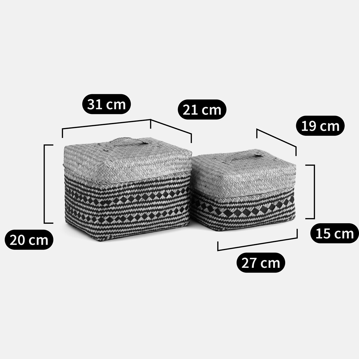 Lote de 2 cestas, Kotak natural/negro, LA REDOUTE INTERIEURS