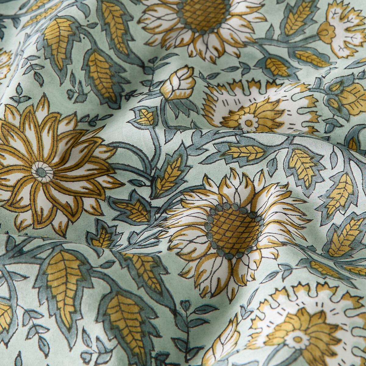 Shandira Block Print Cotton Voile Panel with Rings floral print, LA REDOUTE INTERIEURS