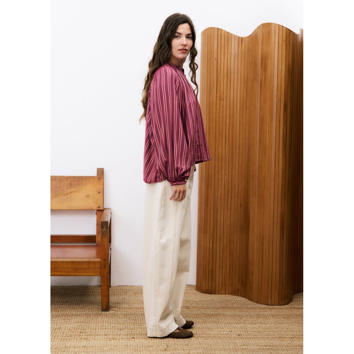 Chemise en coton COMBAVA rose fuchsia, FRNCH