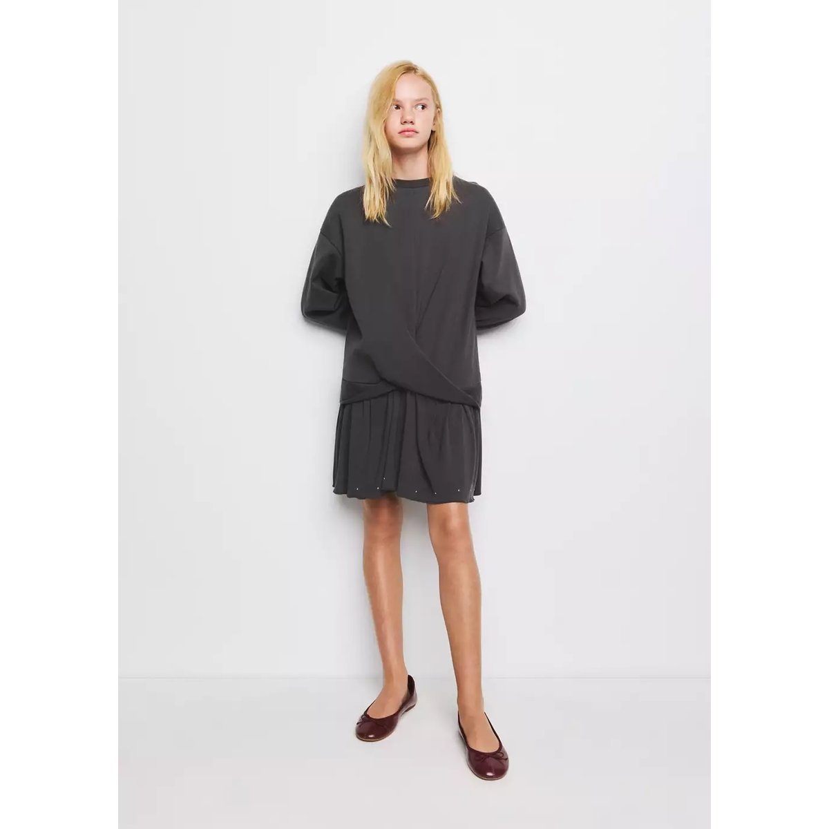 Robe combinée détails clous gris anthracite, MANGO KIDS