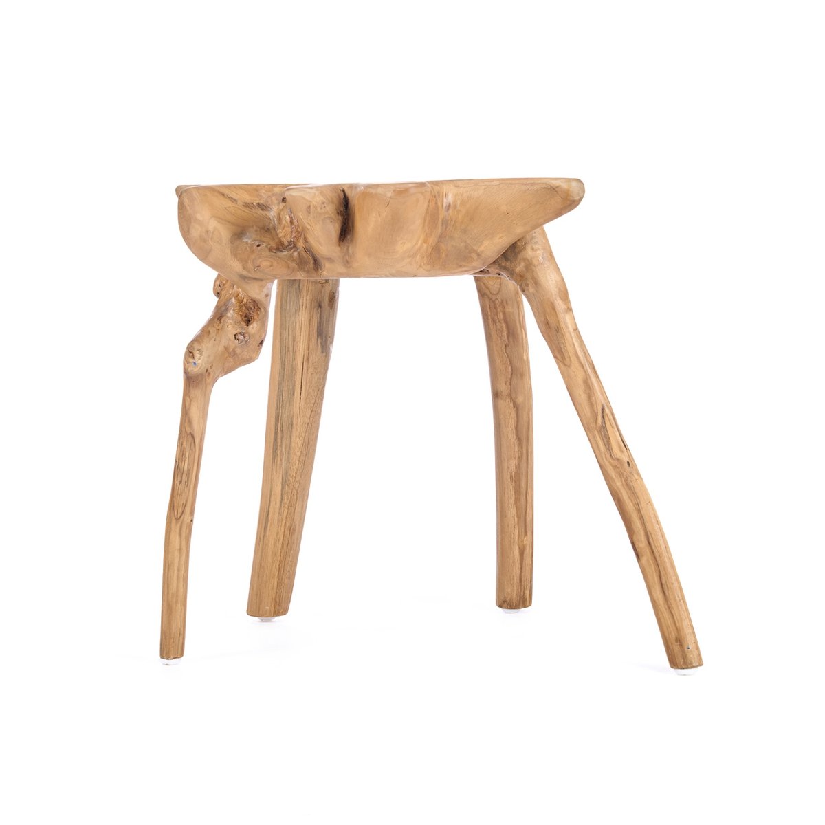 Table d’appoint en bois de teck ROOTY beige, BAZAR BIZAR