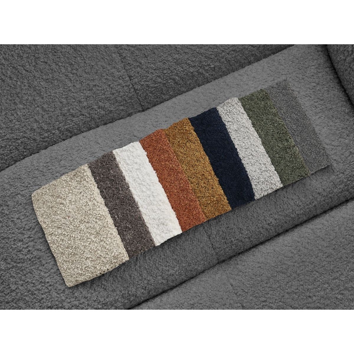 Canapé droit convertible 3 places en tissu bouclette, CLOUD gris foncé, BOBOCHIC