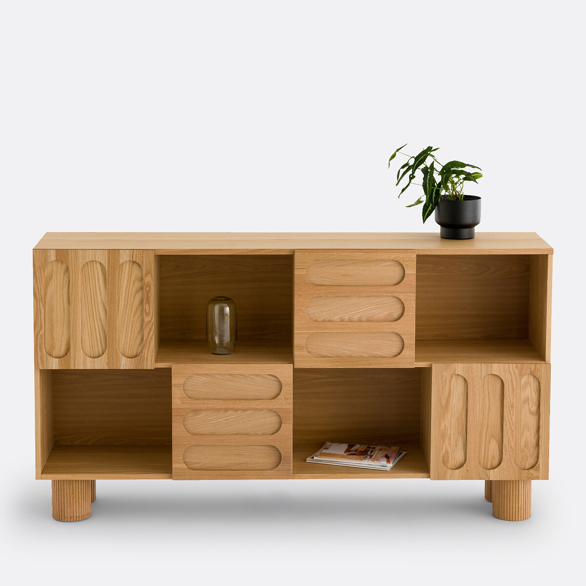 Buffet bas, plaqué chêne, longueur 165 cm, CANNELO chêne, LA REDOUTE INTERIEURS