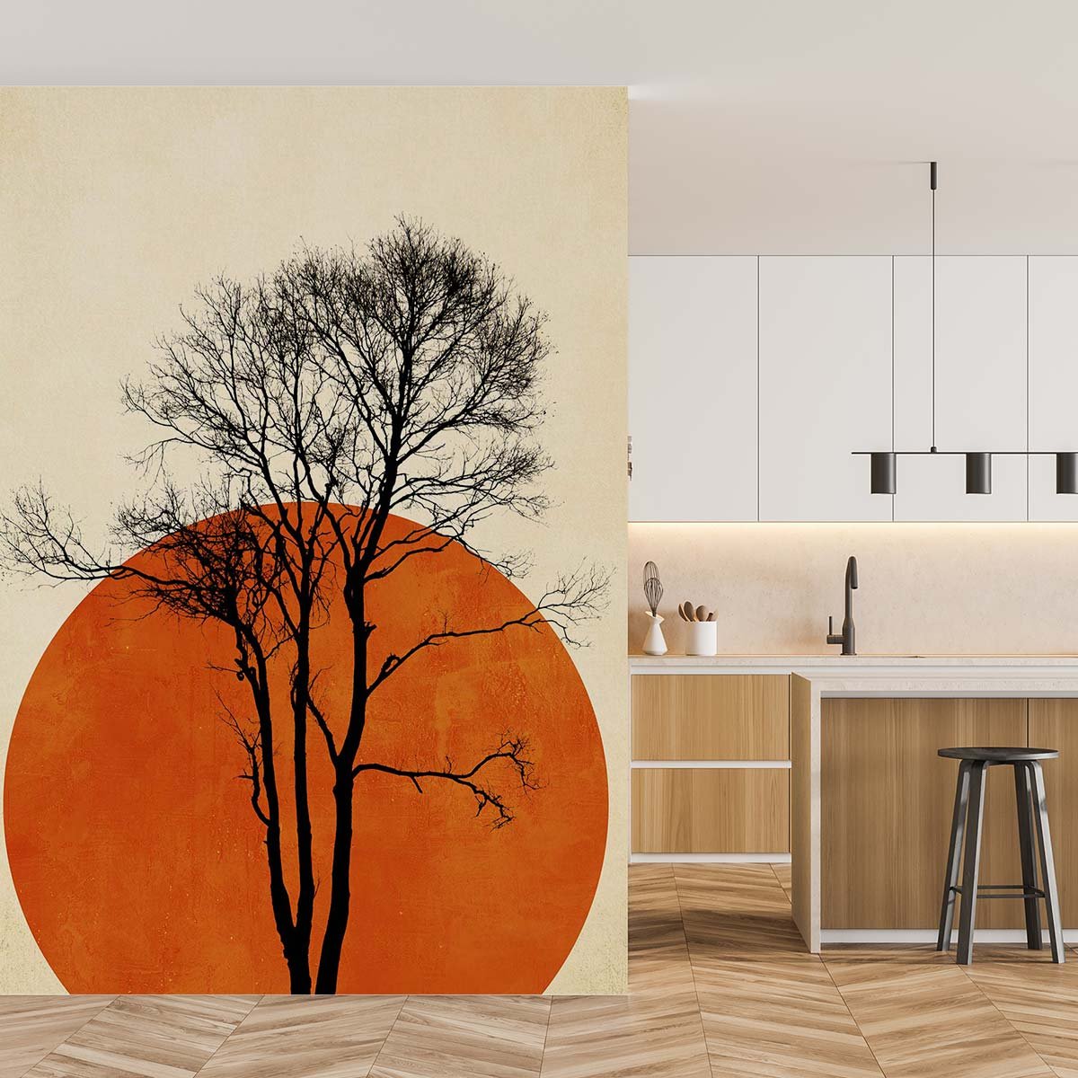 Papier peint soleil levant intissé, HEXOA