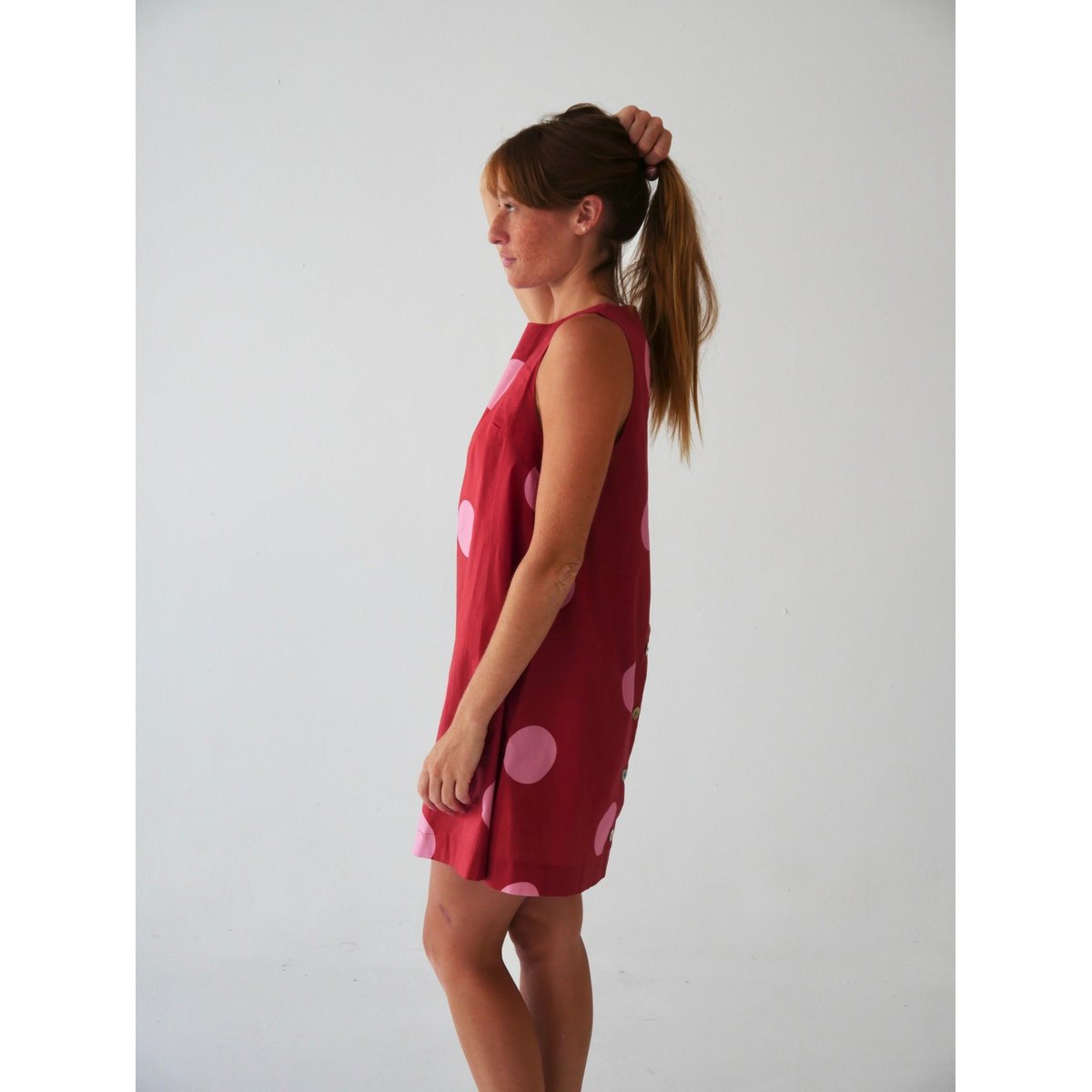Robe courte à pois MACARENA bordeaux / rose, MINDTRAVELER