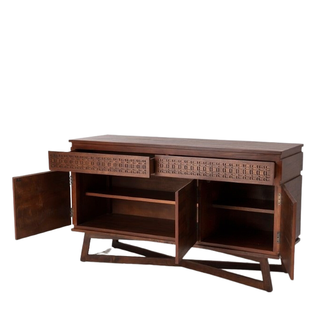 Barauni Boho Mango Wood 3 Door Sideboard brown              , ÉDITÉ