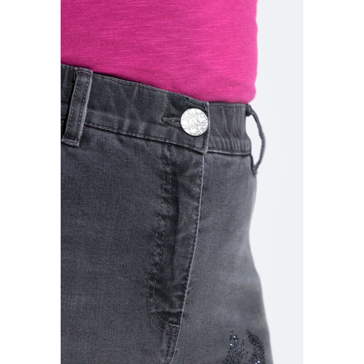 Jean Boyfriend en denim stretch jean gris foncé, ULLA POPKEN