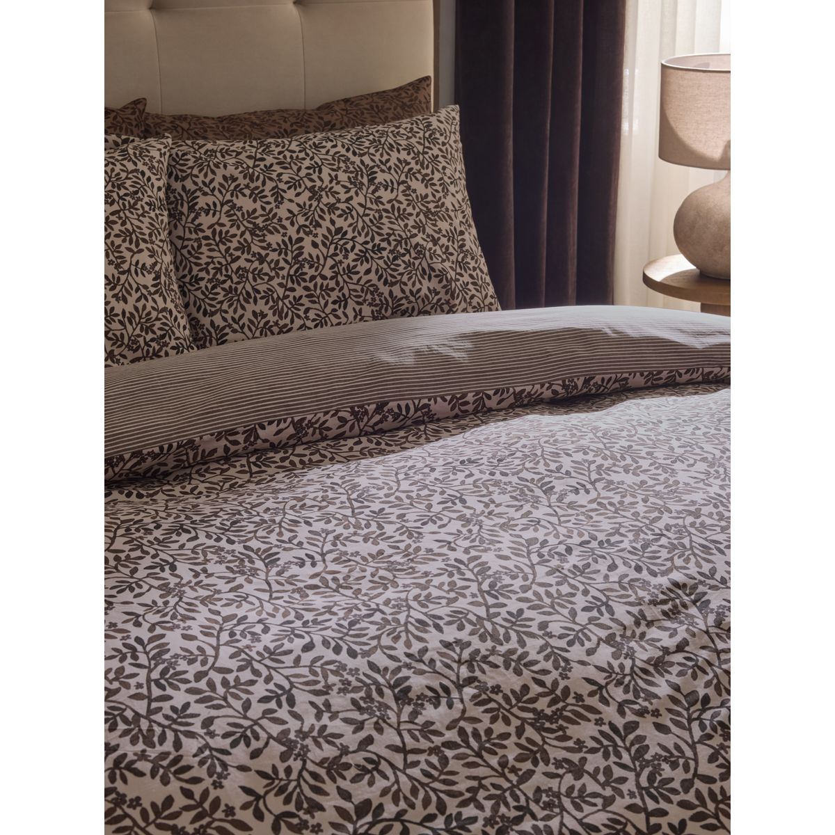 Parure de lit en coton, lot 2 feuille retombante brun chocolat, NEXT