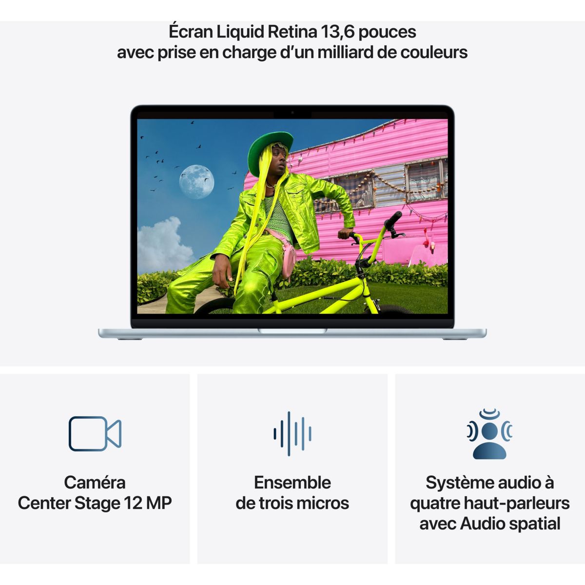 Ordinateur Apple Air 13" Puce M5 CPU 10 / GPU 10 coeurs Mémoire RAM 24Go Stockage 1To SSD Bleu ciel couleur unique, APPLE