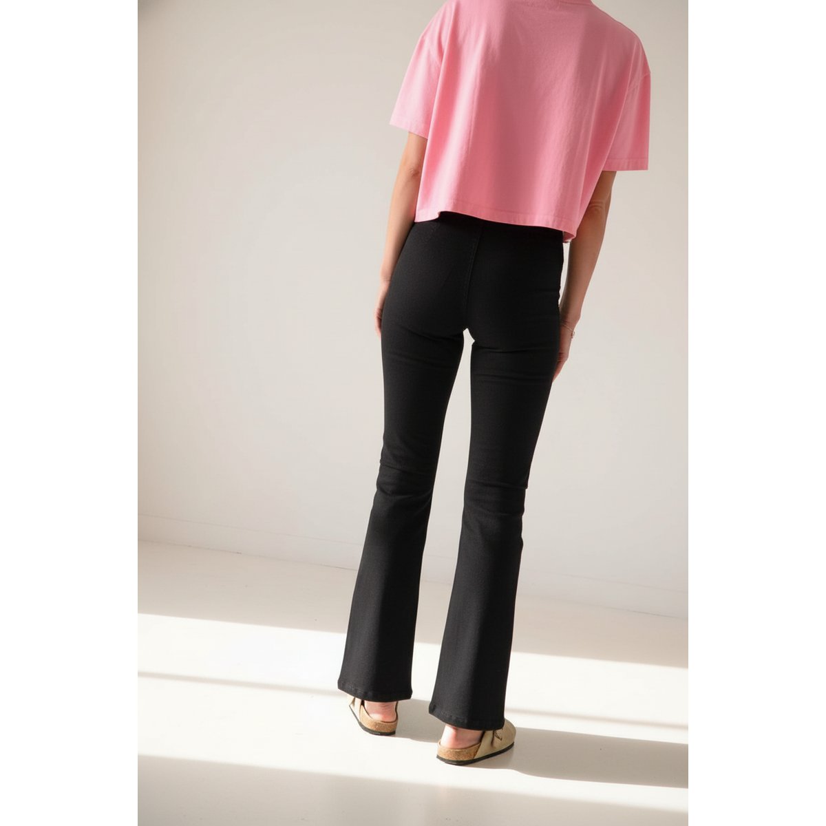 Pantalon coton évasé uni noir, WE ARE JOLIES