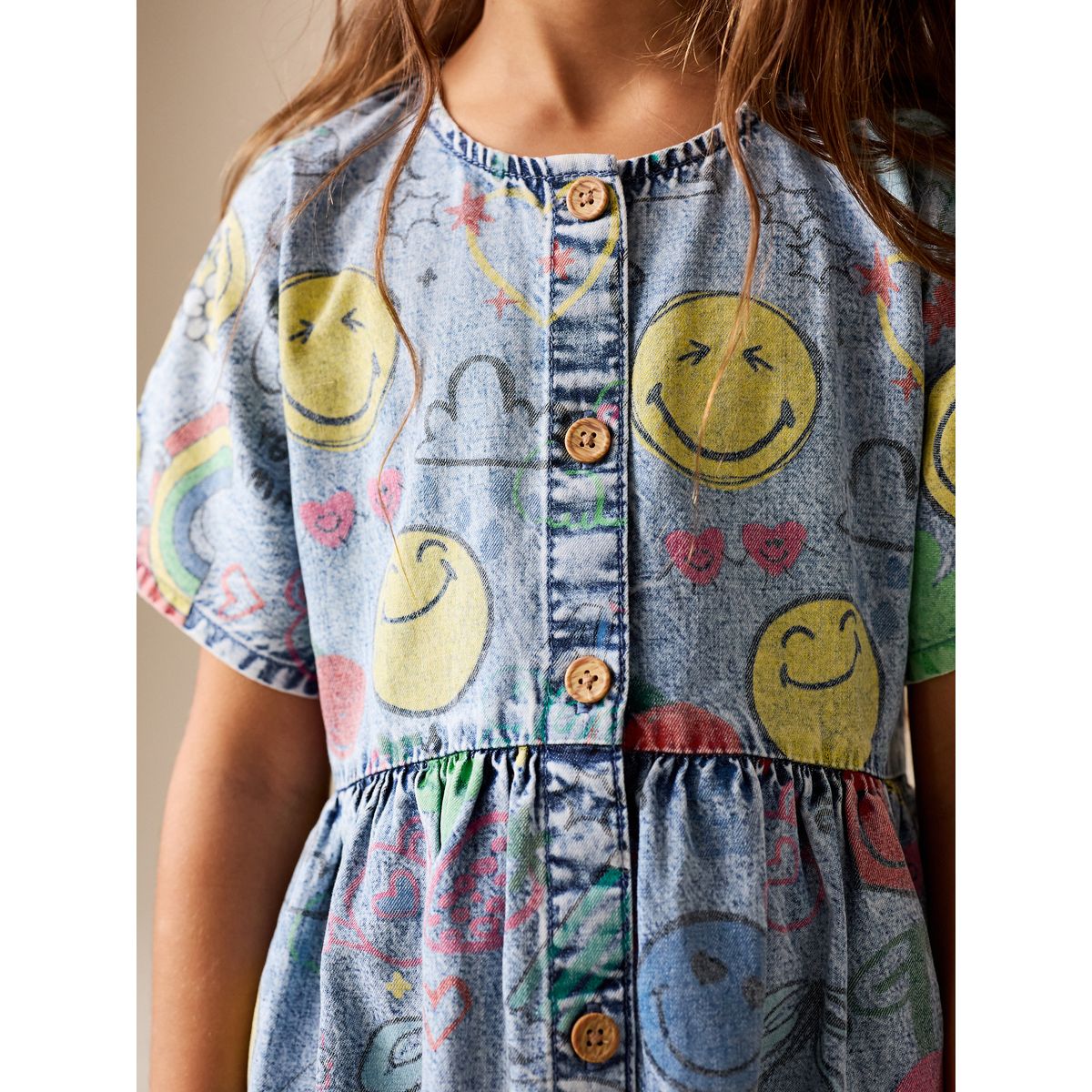 Robe boutonnée à motif smiley jena bleu, NEXT